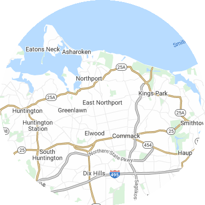 Best tree removal companies in East Northport, NY map