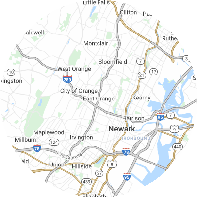Best roofing companies in East Orange, NJ map