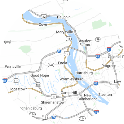 Best window replacement companies in East Pennsboro, PA map