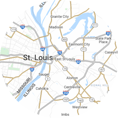 Best roofing companies in East St Louis, IL map