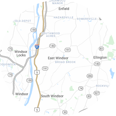Best window replacement companies in East Windsor, CT map