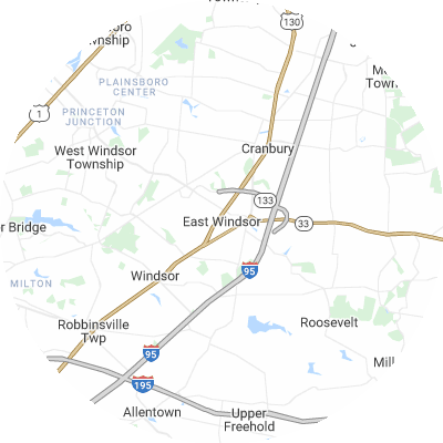 Best roofing companies in East Windsor, NJ map