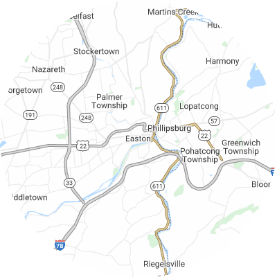 Best moving companies in Easton, PA map