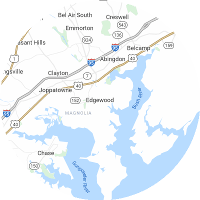Best window replacement companies in Edgewood, MD map