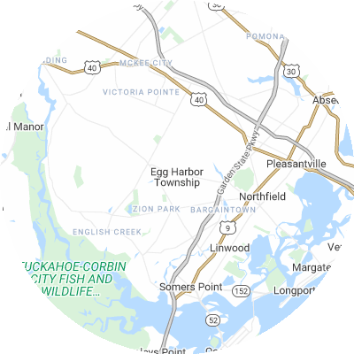 Best window replacement companies in Egg Harbor, NJ map