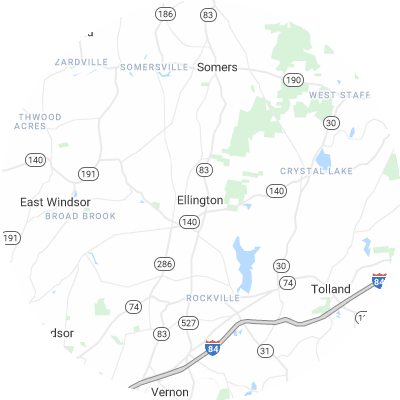Best moving companies in Ellington, CT map