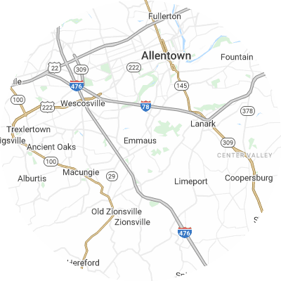 Best lawn care companies in Emmaus, PA map