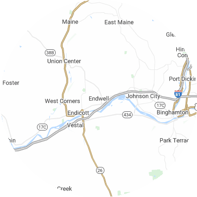 Best window replacement companies in Endwell, NY map