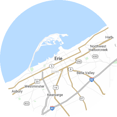 Best gutter companies in Erie, PA map
