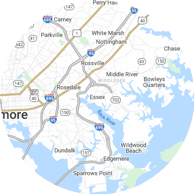 Best moving companies in Essex, MD map