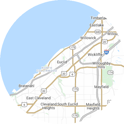Best roofers in Euclid, OH map