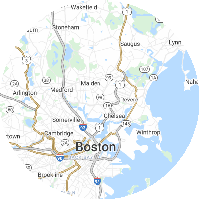 Best window replacement companies in Everett, MA map