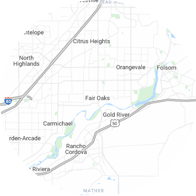 Best lawn companies in Fair Oaks, CA map