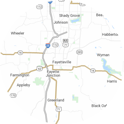 Best moving companies in Fayetteville, AR map