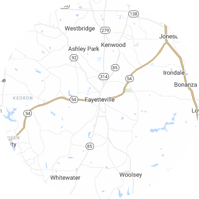 Best lawn companies in Fayetteville, GA map
