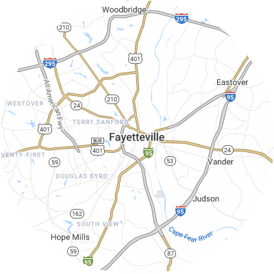 Best pest control companies in Fayetteville, NC map
