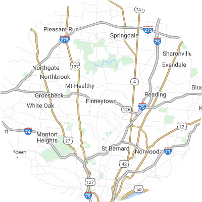 Best moving companies in Finneytown, OH map