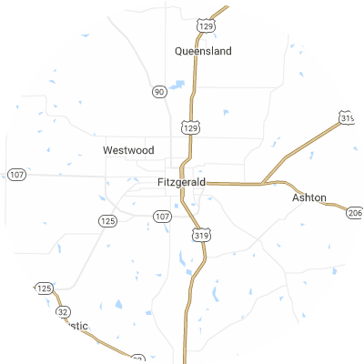 Best moving companies in Fitzgerald, GA map