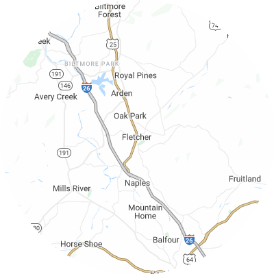 Best moving companies in Fletcher, NC map