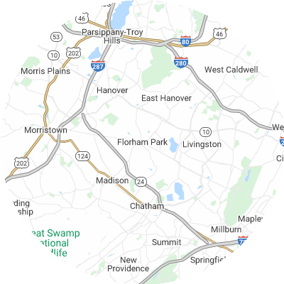 Best window replacement companies in Florham Park, NJ map