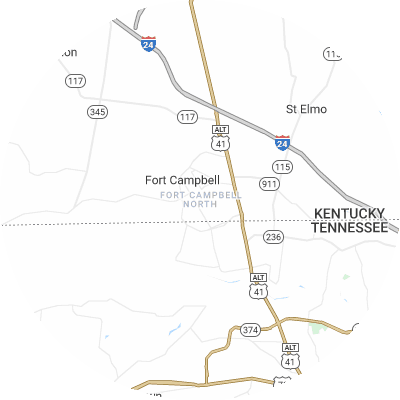 Best concrete companies in Fort Campbell North, KY map