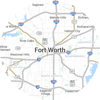Best window companies in Fort Worth, TX map
