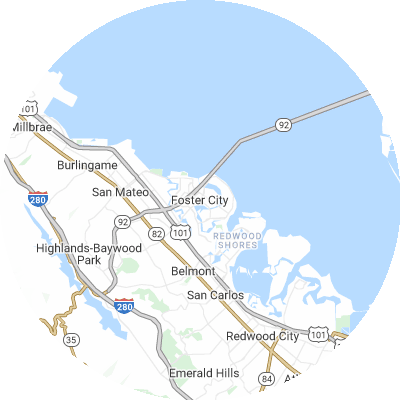 Best roofers in Foster City, CA map