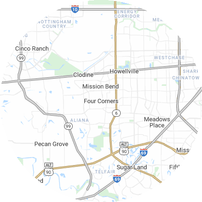Best moving companies in Four Corners, TX map