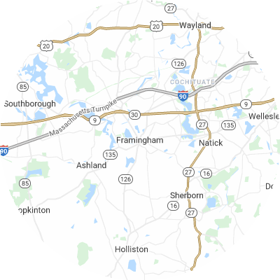 Best window replacement companies in Framingham, MA map
