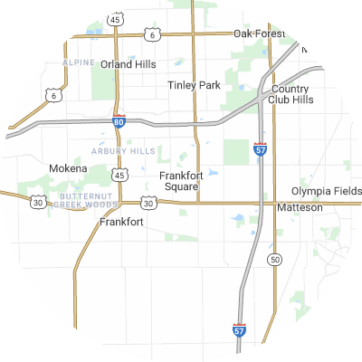 Best plumbers in Frankfort Square, IL map