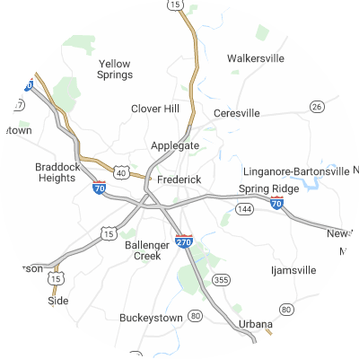 Best pest companies in Frederick, MD map