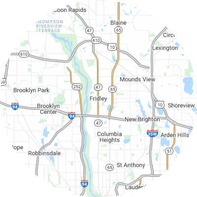 Best lawn care companies in Fridley, MN map