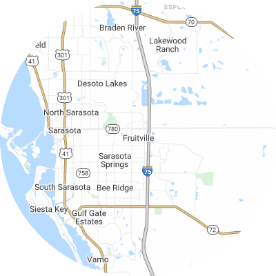 Best pest control companies in Fruitville, FL map