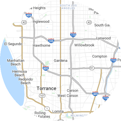 Best window replacement companies in Gardena, CA map