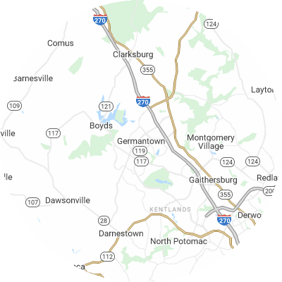 Best roofers in Germantown, MD map