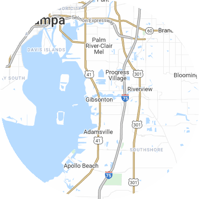 Best moving companies in Gibsonton, FL map