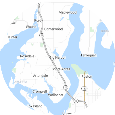 Best window replacement companies in Gig Harbor, WA map