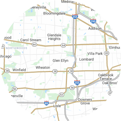 Best lawn companies in Glen Ellyn, IL map