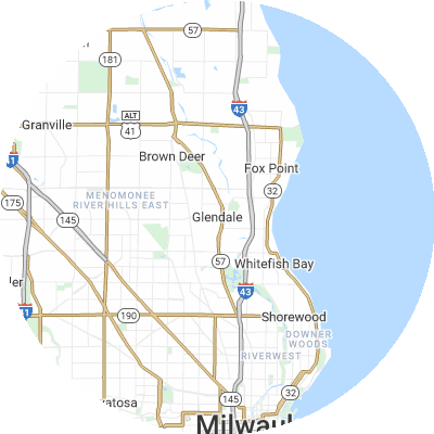 Best roofers in Glendale, WI map