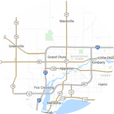 Best moving companies in Grand Chute, WI map