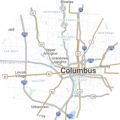 Best moving companies in Grandview Heights, OH map