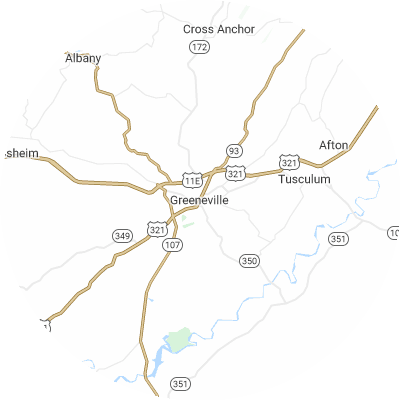 Best moving companies in Greeneville, TN map