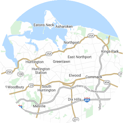 Best roofers in Greenlawn, NY map