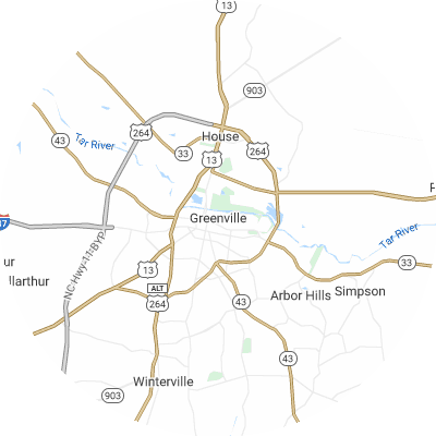 Best gutter installation companies in Greenville, NC map