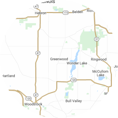 Best moving companies in Greenwood, IL map