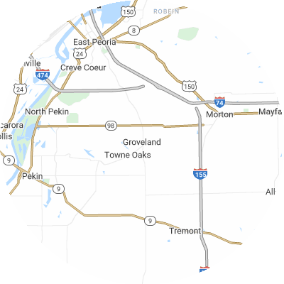 Best lawn care companies in Groveland, IL map