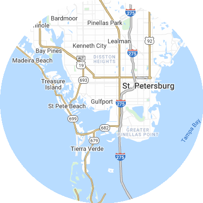 Best gutter installation companies in Gulfport, FL map