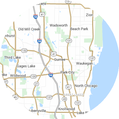 Best window replacement companies in Gurnee, IL map