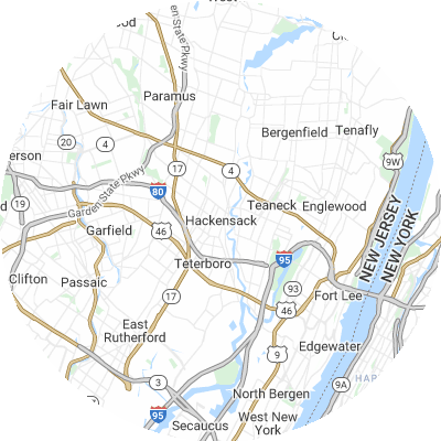 Best window replacement companies in Hackensack, NJ map