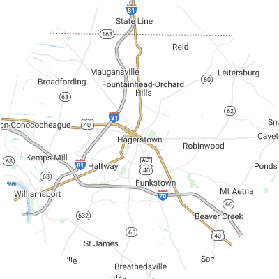Best moving companies in Hagerstown, MD map